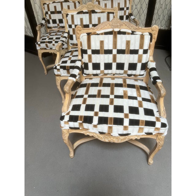 French Set of Four Vintage Bergere Dining Chairs For Sale - Image 3 of 6