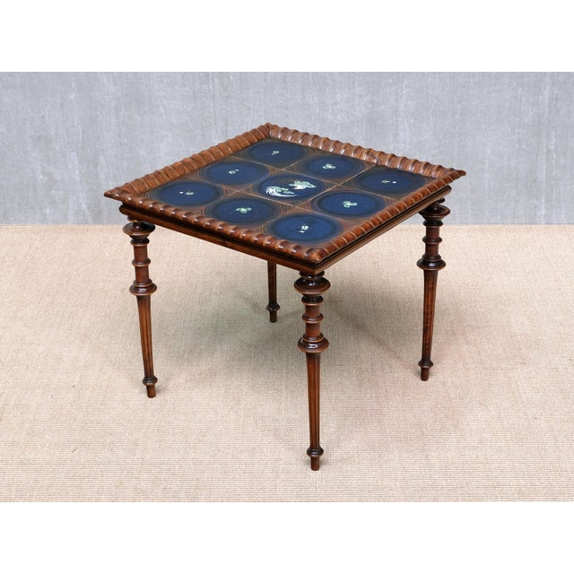 Sculptural Side Table with Hand-Decorated Tile Top from Frederik Stærmose, Denmark, 1930s For Sale - Image 9 of 17