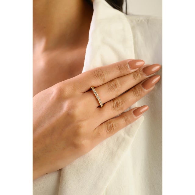 White Brilliant Cut Diamond Half Eternity Wedding Band Ring in 14k Yellow Gold Size 6.5 For Sale - Image 8 of 14