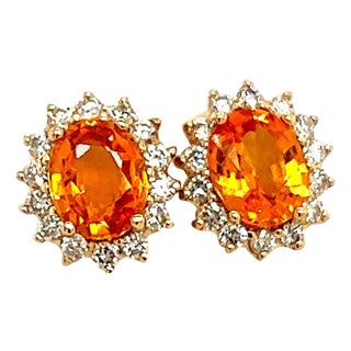 Natural Sapphire Diamond Stud Earrings 14k Gold 3.5 TCW Certified For Sale