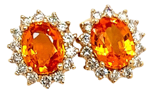 Natural Sapphire Diamond Stud Earrings 14k Gold 3.5 TCW Certified