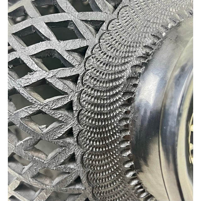 Ceramic Hand-Carved Barro Negro Lattice Vessel, Sculptural Black Pottery Lantern Form For Sale - Image 7 of 11