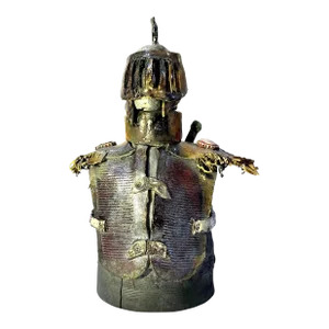 Dark Knight Bust - 1980's Brutalist Raku Glazed Studio Pottery