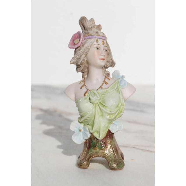 1900 - 1909 1900s Art Nouveau Small Woman Bust, Bisque Porcelain, Germany For Sale - Image 5 of 13