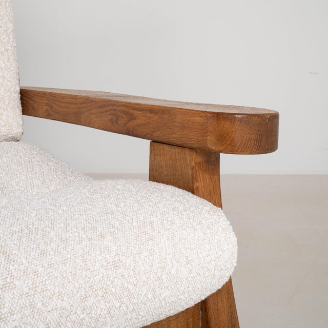 Brutalist Oak Upholstered Sofa, Antique, Belgium, Circa 1970 For Sale - Image 10 of 16