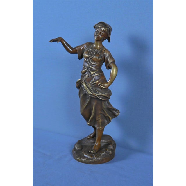 Bronze Fisherwoman by Giraud, 19th Century For Sale - Image 4 of 17