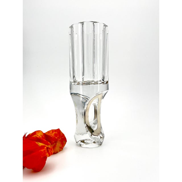 Silver Vintage Crystal and 800 Silver Vase by Arch. Taddei Sestini, Italy, 1970s For Sale - Image 8 of 11