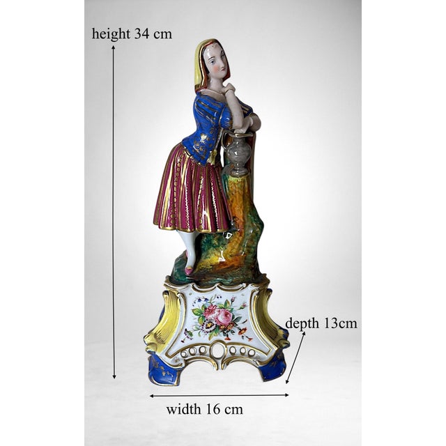 Mid 19th Century Napoléon III Style French Polychrome Porcelain Figurine by Porcelaine De Paris For Sale - Image 18 of 18