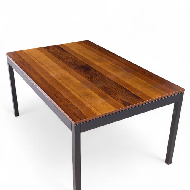 Milo Baughman for Directional Mid Century Rosewood, Walnut and Ash Expanding Dining Table With 2 Leaves For Sale - Image 9 of 13