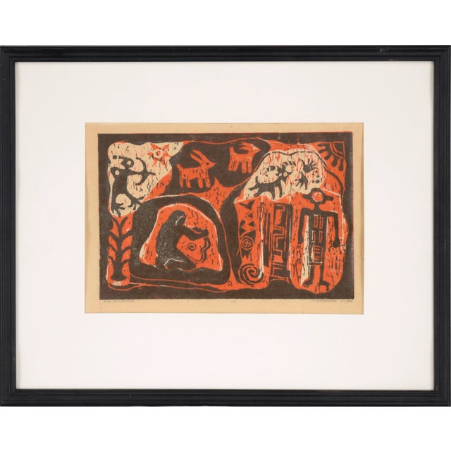 1980s "The Engraver" Folk Art Double-Layer Woodblock Print by M. Sheppard, Framed For Sale - Image 10 of 10