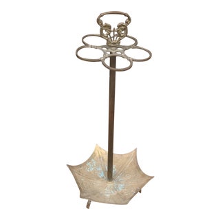 Vintage Brass Umbrella Stand For Sale