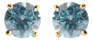 14K Yellow Gold 1.0 Cttw Treated Aqua Blue Diamond Classic Solitaire Stud Earrings