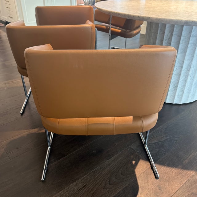 Copper Vintage Set of Six Senior Metal Armchairs, Attributed to Jorge Zalszupin, Brazil, 1950’s. *Acquired at Lagos Antiquario, Rio De Janeiro/Brazil For Sale - Image 8 of 12