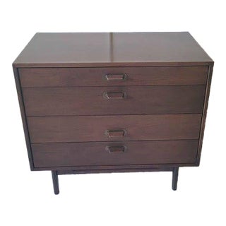 Attributed to Jens Risom Walnut & Silver Chest of Drawers, Writing Desk For Sale