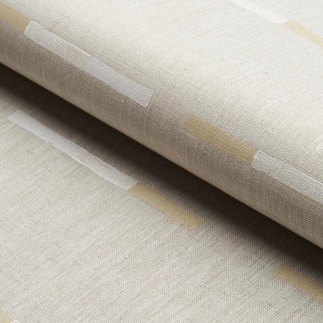 Schumacher Schumacher x Caroline Z Hurley Overlapping Dashes Fabric in Buff For Sale - Image 4 of 4