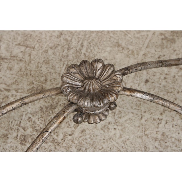 Glass Vintage Silver Finish Glass Top Console Table For Sale - Image 7 of 18