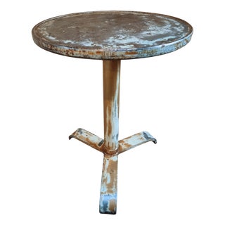 Vintage French Iron Bistro Table with Natural Patina, 1930s For Sale