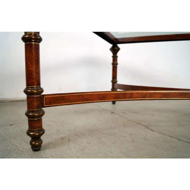 1970’s Hollywood Regency Maitland & Smith Leather & Brass Coffee Table For Sale - Image 10 of 12