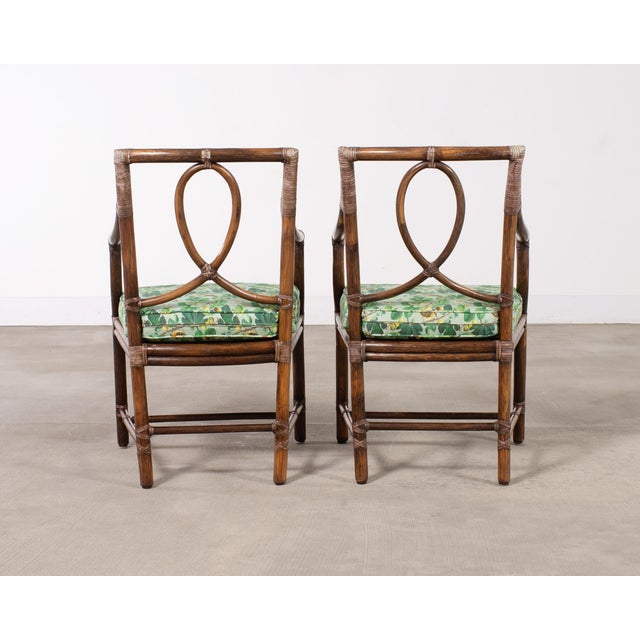 Set of Six McGuire Rattan Leona Loop Back Dining Chairs For Sale - Image 9 of 18