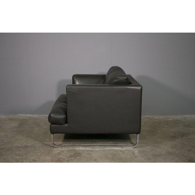 Black Sofa and Lounge Chair in Anthracite Leather from Valdichienti, 1970s, Set of 2 For Sale - Image 8 of 11