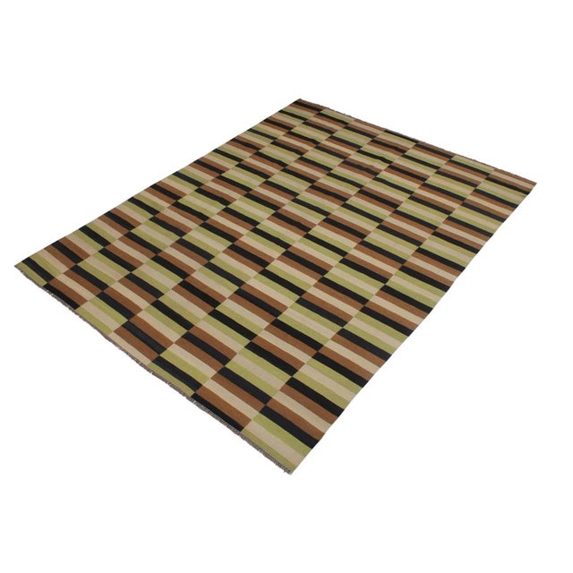 Textile Early 21st Century Kilim Beige Brown Wool Rug For Sale - Image 7 of 8