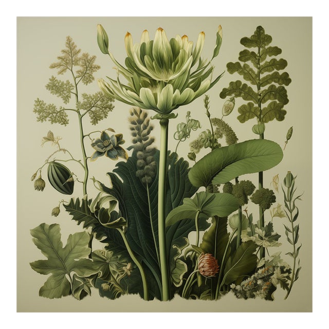 Dark Green Antique Botanical Garden Study No. 18 - Natural History Fine Art Print For Sale