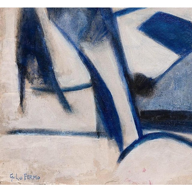 Blue Lines is an original artwork realized by Giorgio Lo Fermo (b. 1947) in 2015. Oil on canvas applied in plywood; hand...