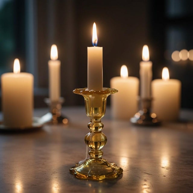 Vintage Italian Yellow Art Glass Candlestick-Franco-Creazioni Esclusive-Taper For Sale - Image 4 of 11