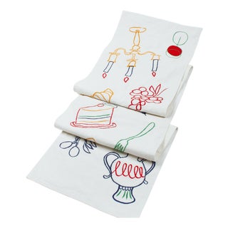 Fete Linen Embroidered Runner (Size: 15” x 85”) For Sale
