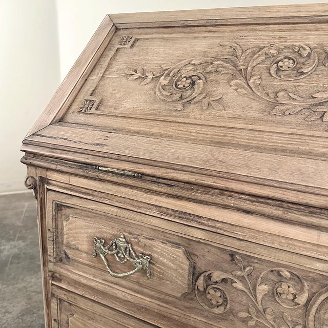 18th Century Country French Louis XVI Transitional Stripped Secretary Desk For Sale - Image 13 of 18