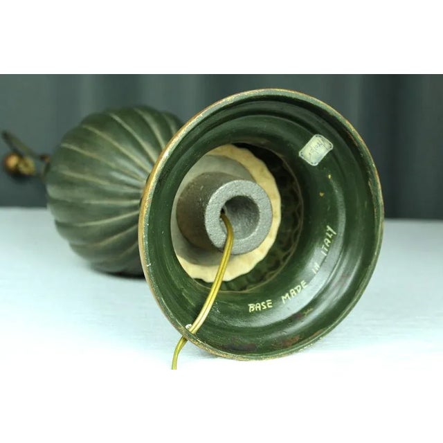 1960's Italian Gesso Painted Ribbed Urn Table Lamp For Sale - Image 11 of 13