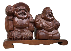 Wooden Deity Statue of Ebisu and Daikoku, Japan, 1950s