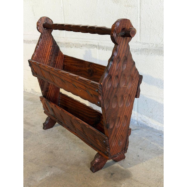 Dark Wood Magazine Holder Mid-Century Modern Vintage For Sale In Los Angeles - Image 6 of 9