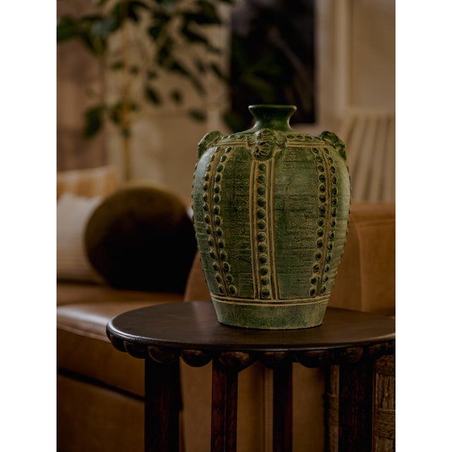 Emerald Large Primitive Antique Chinese Emerald Green Elephant Vase For Sale - Image 8 of 9