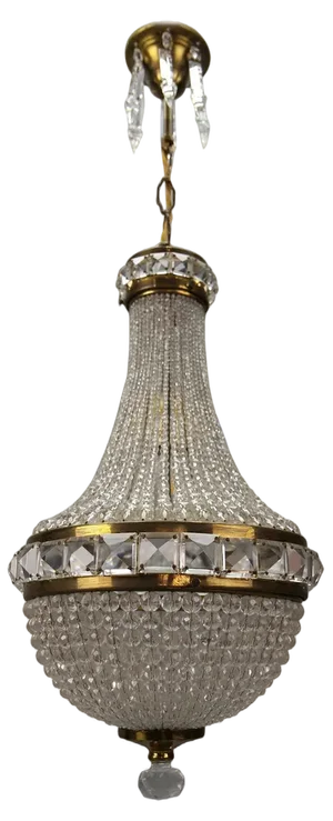 Empire Czech Crystal Beaded Dome Chandelier, 1950s