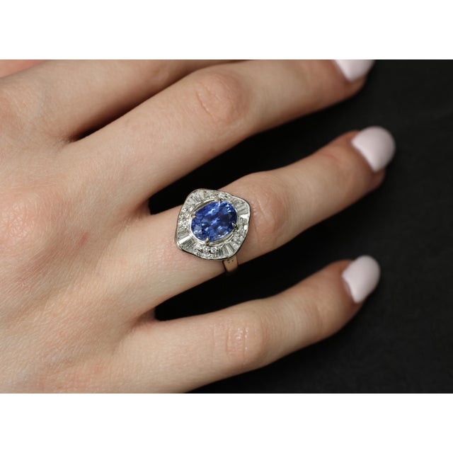 Late 20th Century Late 20th Century 4.26ct Gia Ceylon Cornflower Blue Sapphire 0.71ct Diamond Platinum Ring Size 6.5 For Sale - Image 5 of 18