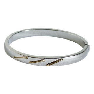 Vintage Italian 925 Sterling Silver Bypass Hinged Bangle Bracelet Italy Modern Sculptural Design For Sale