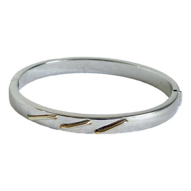 Vintage Italian 925 Sterling Silver Bypass Hinged Bangle Bracelet Italy Modern Sculptural Design For Sale