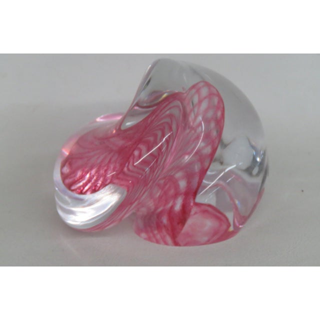 Large Mid Century Style Art Glass Paperweight Pink Swirl Clear Overlay 5193b For Sale - Image 4 of 13