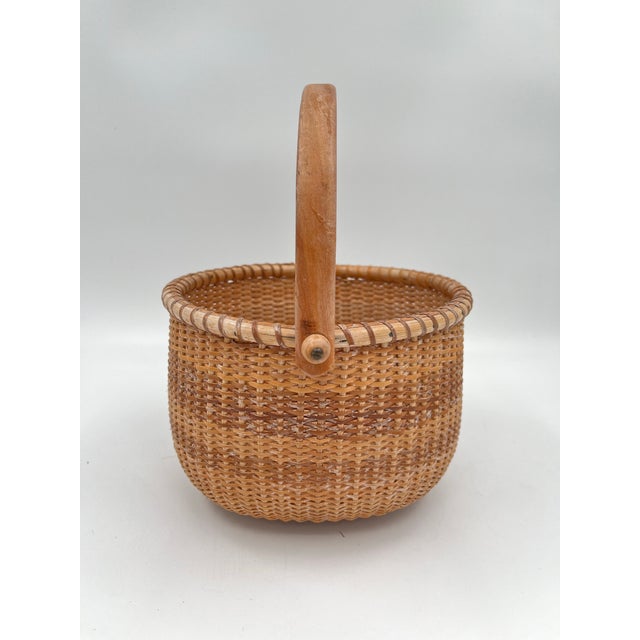 Mid 20th Century Mid 20th Century Vintage Mid Size Nantucket Wicker Woven Basket For Sale - Image 5 of 11