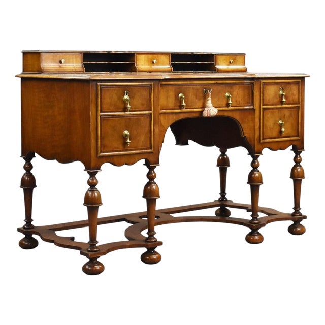 Antique Queen Anne Style Walnut Writing Table, 1900 For Sale