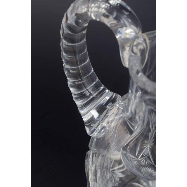 Pitcher in Clear Crystal Glass with Deep Cut Star and Leaf Patterns, 1930s For Sale - Image 3 of 5