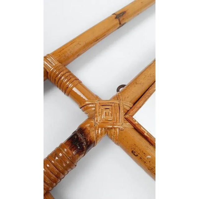 Very Large Vintage Mirror with Geometric Decor in Bamboo Cane and Rattan, Italy, 1970s For Sale - Image 6 of 14