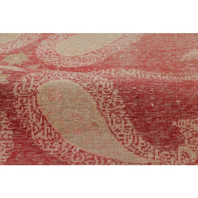 Pink Vintage Turkish Distressed Anatolian Rug With Paisley Medallion - Rug & Kilim For Sale - Image 8 of 9