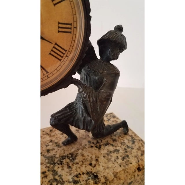 Art Nouveau "Hanhard" German Marble and Bronze Jaegar Infantry Soldiers Mantel Clock For Sale - Image 4 of 7