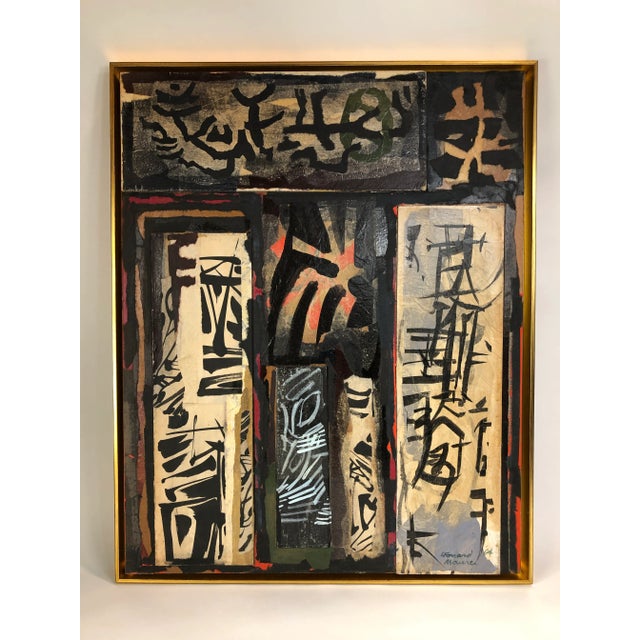 Black 1964 Modern Abstract Decoupage and Mixed-Media Painting by Leonard Mauer, Framed For Sale - Image 8 of 8