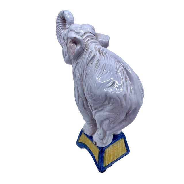 Ceramic Vintage Italian Terracotta White Elephant Statue For Sale - Image 7 of 8