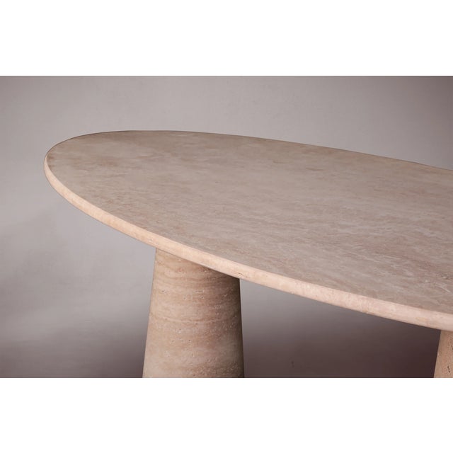 Modern Élégance Dé Pierre Travertine Oval Dining Table 82" For Sale - Image 3 of 4