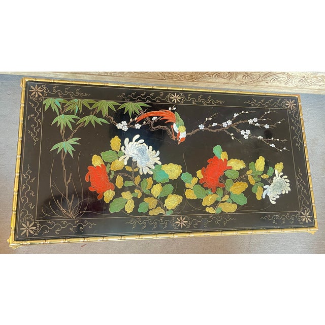 Just in my shop! This French Maison Baguès Coffee Table With Lacquer Top & Bronze Faux Bamboo Frame, C.1950-1960 The table...