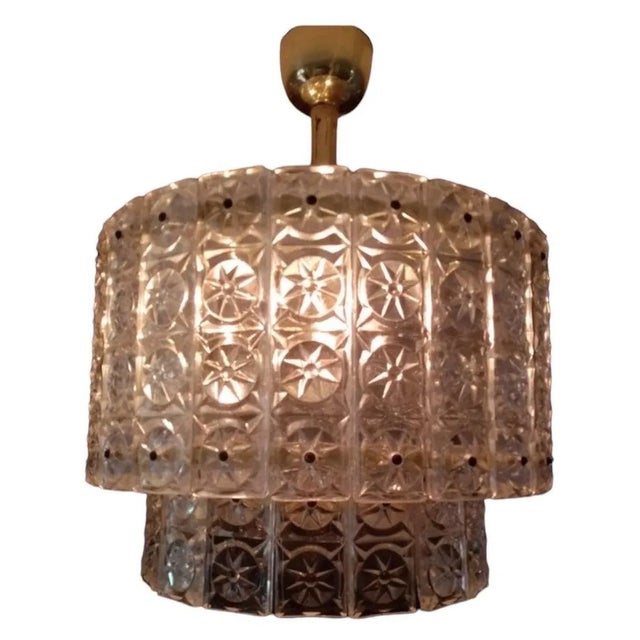 Metal Chandelier in Glass with Brass Structure from Kinkeldey, Austria, 1960 For Sale - Image 7 of 7